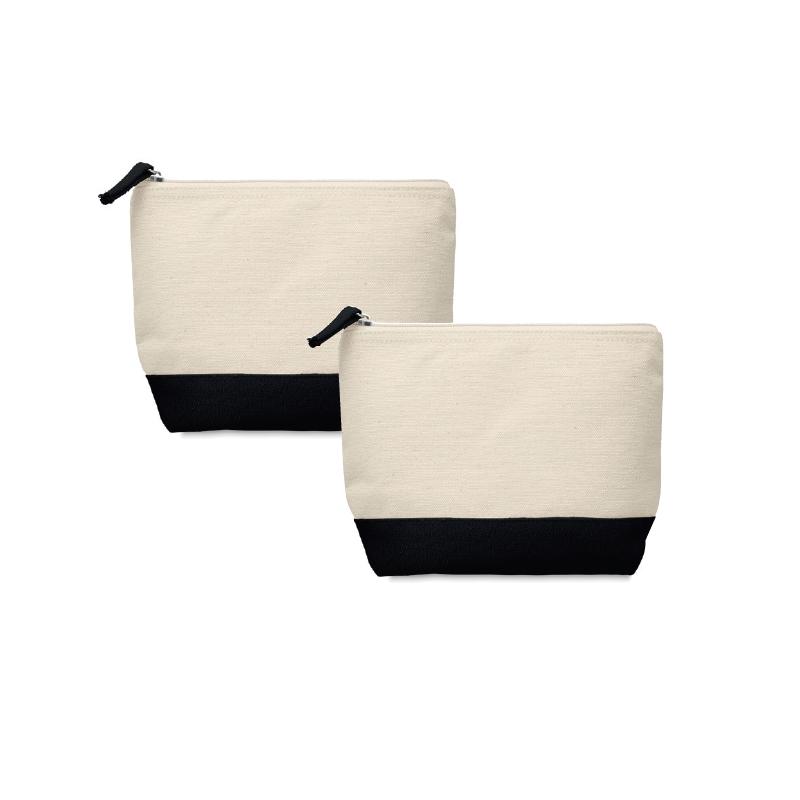 Cotton Canvas Pouch With Coloured Bottom &   Matching Zipper Puller